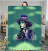 Tranquil Elegance Sherpa Blanket draped over a couch